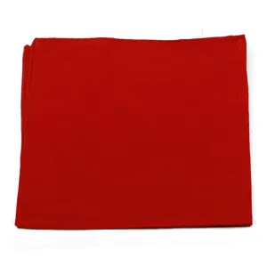 Macro view showing the vibrant red fabric texture of a cotton square hiphop bandana scarf