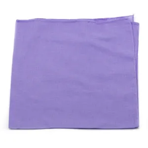 A high-quality detail view of a plain purple hip hop square bandana with fine cotton texture