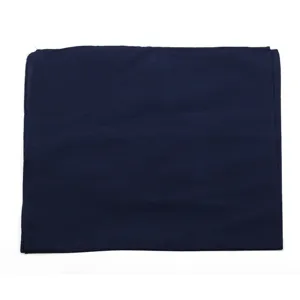 Detailed macro view of a plain navy blue cotton B-boy hip-hop square bandana headscarf.