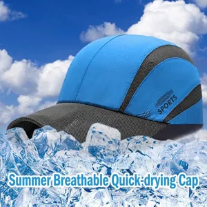 Atmungsaktive schnelltrocknende blau-graue Mesh-Baseballkappe für den Sommer-Sonnenschutz
