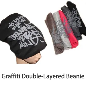 Lässige Hip-Hop-Graffiti-Beanie-Mütze mit Buchstabendruck für Damen und Herren, Übergangsmode