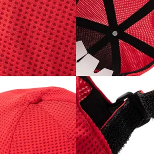 Gorra de béisbol de malla roja transpirable para sol con cierre ajustable