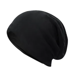 Berretto slouchy nero versatile per uomo e donna, copricapo caldo a doppio strato