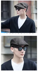 Gorra de vendedor de periódicos retro para hombre en gris ideal para otoño invierno