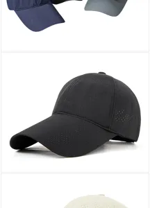 Vue détaillée de la texture en maille respirante des casquettes de baseball à visière.
