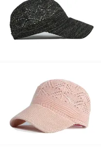 Berretto da baseball in maglia traspirante per donna in eleganti colori nero e rosa