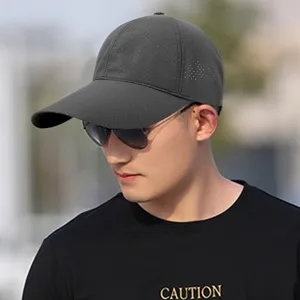 Casquette de baseball grise à longue visière avec maille respirante pour hommes été