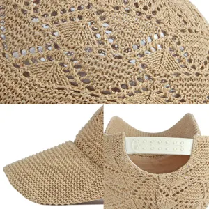 Berretto da sole in maglia traforata da donna con cinturino regolabile per l'esterno