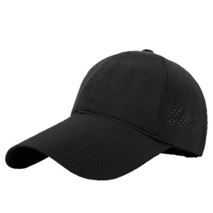Casquette de baseball en maille respirante à séchage rapide noire avec visière longue