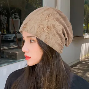 Thin Slouchy Beanie For Men Women Distressed Torn Design Striped Breathable Knit Skull Cap Spring Summer Slouchy Hat