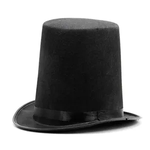 Vintage black high top hat for magic performances and formal gentleman theater attire