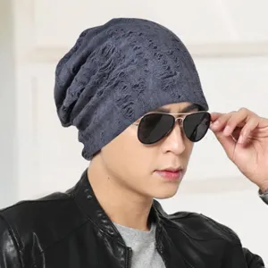 Fashionable distressed slouchy beanie with breathable thin fabric for men and women