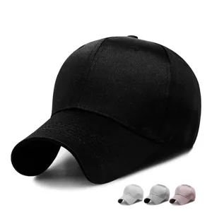 Premium black satin mercerized cotton baseball cap for men and women