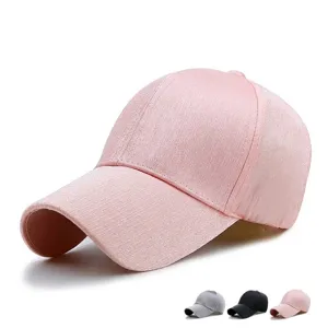 Premium pink breathable satin baseball cap for men and women outdoor sun protection