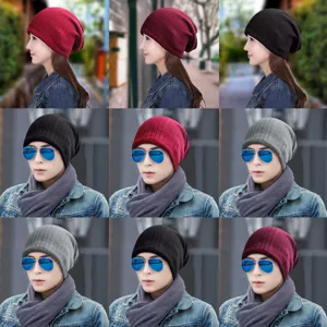 Multi-color acrylic knitted beanie hats for men and women in urban hip-hop style