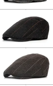 Vintage wool herringbone flat cap for men in multiple colors, warm autumn winter style