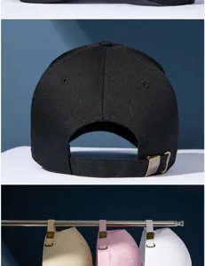 Detailed back view of outdoor baseball caps featuring adjustable metal buckle strap closures