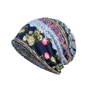 Berretto slouchy in cotone con stampa floreale da donna e tessuto traspirante