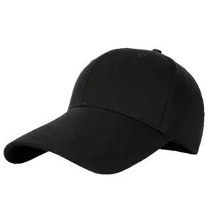 Solid black outdoor baseball cap with extended brim for sun protection and fishing