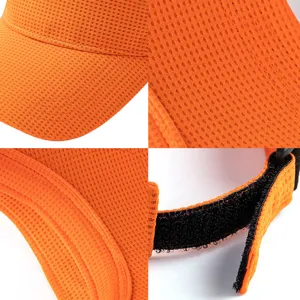 Visera de malla naranja brillante transpirable con una correa ajustable para el deporte