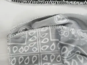 Dettaglio ravvicinato delle cuciture e del motivo Paisley su una bandana elastica