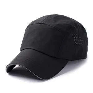 Berretto da baseball sportivo nero traspirante e leggero con pannelli laterali perforati