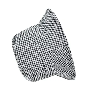 Chapeau bob unisexe à carreaux vichy noir et blanc pour protection solaire en plein air
