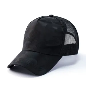 Gorra de béisbol de malla camuflaje negro premium para protección solar y deporte outdoor