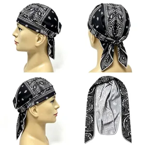 Durag Stampato Paisley Per Uomo Donna Cappello Da Pirata Con Coda Lunga Fascia Elastica Per Capelli Ciclismo Sport Hip Hop Bandana