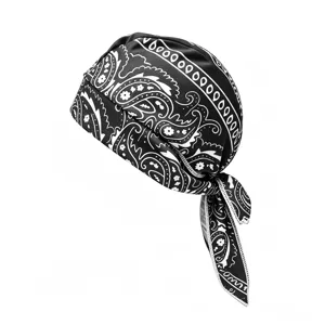 Bandana da pirata con motivo paisley bianco e nero per sport e ciclismo all'aperto