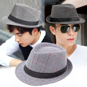 Cappello Fedora Retrò Britannico a Quadri per Uomo e Donna Vintage a Righe Cappello da Sole in Misto Cotone Traspirante Jazz Cap