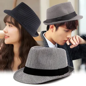 Elegante cappello fedora retrò britannico con motivi a quadri e righe traspiranti