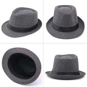 Cappello fedora jazz classico scozzese retrò britannico per uomo e donna, traspirante
