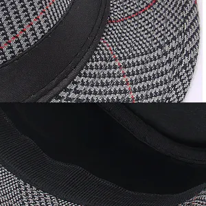 Cappello Fedora scozzese retrò britannico con tessuto traspirante e dettagli a griglia