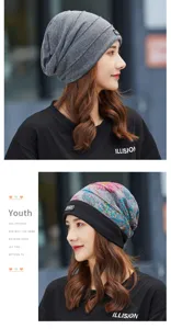Elegante gorro slouchy plisado para mujer en color gris y con estampados florales