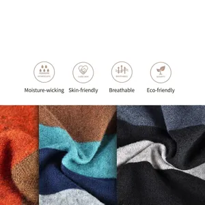 Colorful striped knit beanie hat with fleece lining, soft and breathable winter warm cap.