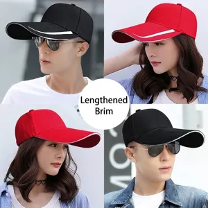 Adjustable baseball cap with extended brim for outdoor sun protection and fishing