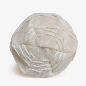 Turbante a maglia traforata avorio da donna, berretto estivo leggero e traspirante.