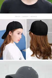 Vues détaillées de la casquette de baseball unisexe à fermeture intégrale en noir et gris