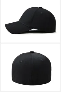 Vue arrière et latérale d'une casquette de baseball noire minimaliste à fermeture totale