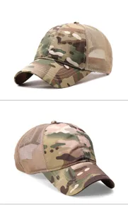 Gedetailleerd overzicht van camouflage honkbalpet met ademende mesh achterkant