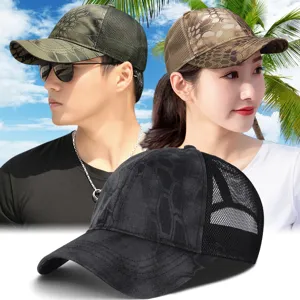 Ademende camouflage mesh baseballpet met zonbescherming voor dames en heren