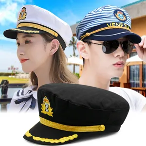 Cappello da capitano marinaio ricamato classico per uomo e donna stile retrò moda marina