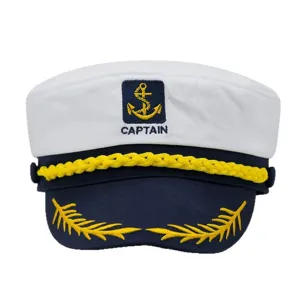 Cappello da capitano nautico classico con ricamo di grano e toppa con ancora