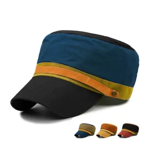 Unisex Cotton Camouflage Cadet Hat Flat Top Military Cap Outdoor Sun Protection Adjustable Color-Blocked Baseball Hat