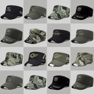 Berretto Militare a Punta Piatta per Uomo Donna in Cotone Mimetico Ricamato Regolabile Cadet Cap US Army Air Force Cappello Protettivo