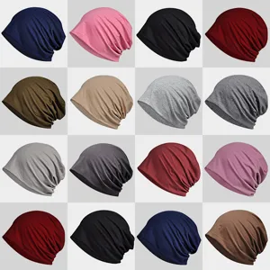 Bonnet Slouchy Beanie Unisexe Mince en Coton Turban Casquette Pour Hommes Femmes Respirant Bonnet de Nuit Chapeau Post-partum Couleur Unie Printemps Été Automne