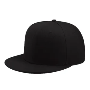Cappellino da baseball hip-hop nero classico con visiera piatta e design semplice