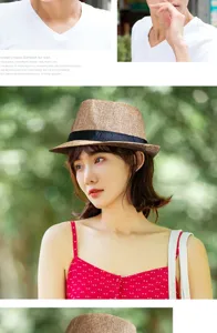 Elegante cappello fedora in lino traspirante indossato per protezione solare all'aperto