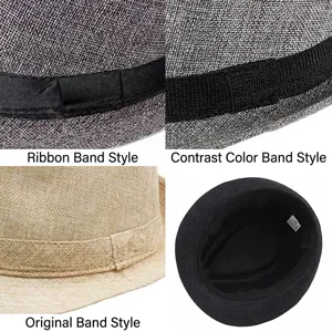 Cappello fedora in lino traspirante per il sole estivo in vari stili